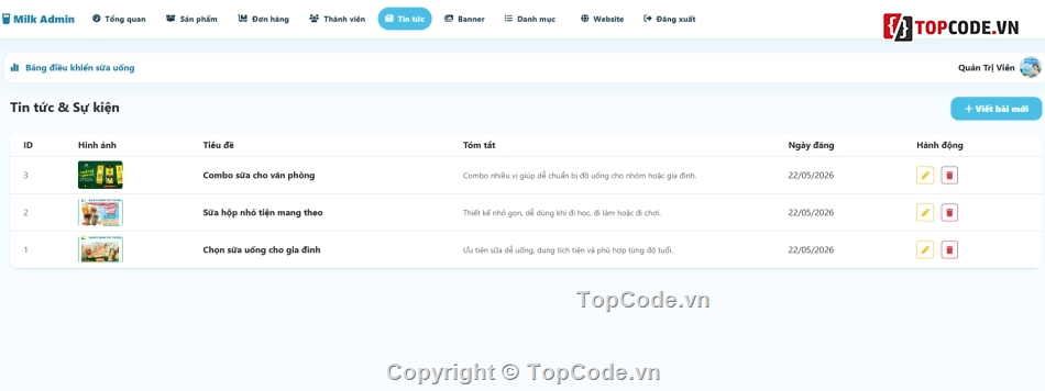website,bán website,web bán sữa